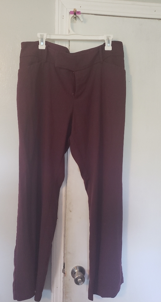 Burgundy dress pants with flecks of pink